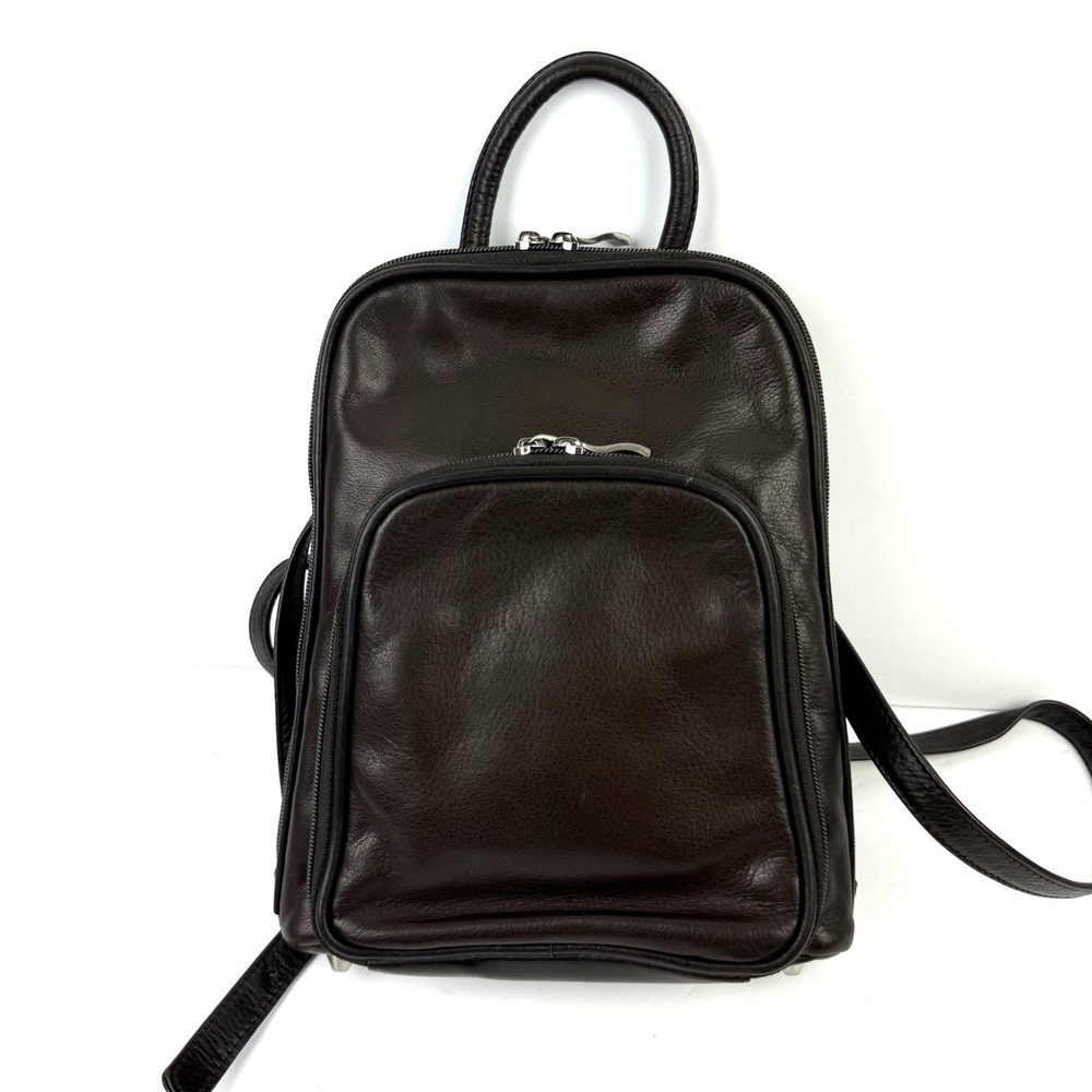 Osgoode Marley Backpack Dark Brown Soft Leather Organizer Rucksack Travel School